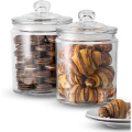 Glass Storage Canister, Clear Jar, With Clear Glass Lid- 1/2 Gallon (Set of 2)